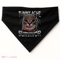 Tummy Ache Survivor Cat Meme Funny Saying Animals USA-Made Doggie Bandana thumb 0