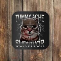 Tummy Ache Survivor Cat Meme Funny Saying Animals Coaster thumb 0