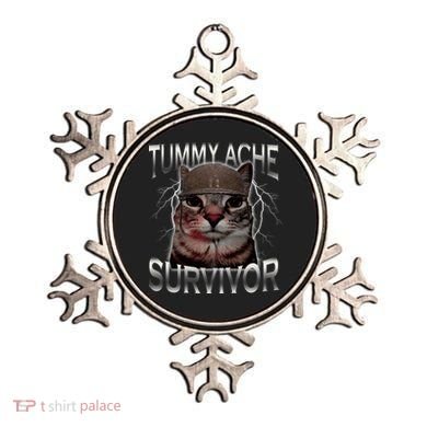 Tummy Ache Survivor Cat Meme Funny Saying Animals Ornament