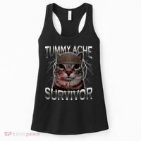 Tummy Ache Survivor Cat Meme Funny Saying Animals Women's Tank Top thumb 0