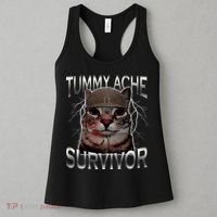 Tummy Ache Survivor Cat Meme Funny Saying Animals Women's Tank Top thumb 3