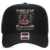 Tummy Ache Survivor Cat Meme Funny Saying Animals Hat thumb 0