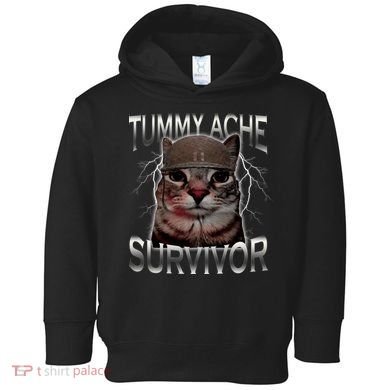Tummy Ache Survivor Cat Meme Funny Saying Animals Toddler Hoodie