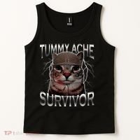 Tummy Ache Survivor Cat Meme Funny Saying Animals Tank Top thumb 2