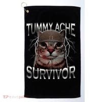 Tummy Ache Survivor Cat Meme Funny Saying Animals Golf Towel thumb 0