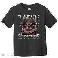 Tummy Ache Survivor Cat Meme Funny Saying Animals Toddler T-Shirt thumb 0