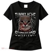 Tummy Ache Survivor Cat Meme Funny Saying Animals Women's T-Shirt thumb 0