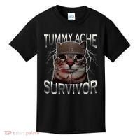 Tummy Ache Survivor Cat Meme Funny Saying Animals Kids T-Shirt thumb 0