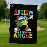 Teacher Autism Seeing The World From A Different Angle Golf Towel thumb 1