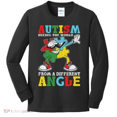 Teacher Autism Seeing The World From A Different Angle Kids Long Sleeve Shirt