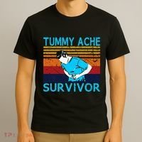 Tummy Ache Survivor Vintage Retro Sunset Stomach Hurts Memes T-Shirt thumb 3
