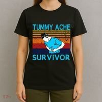 Tummy Ache Survivor Vintage Retro Sunset Stomach Hurts Memes T-Shirt thumb 4
