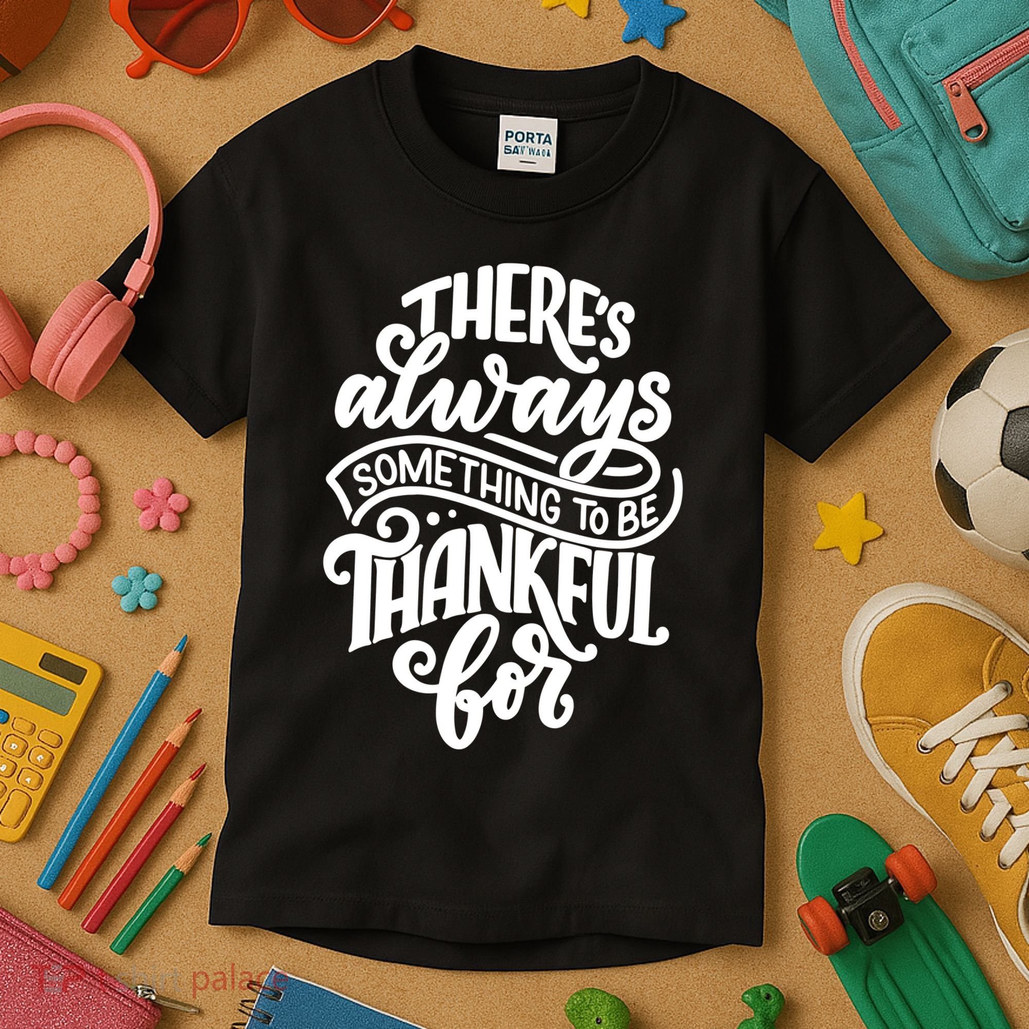 Theres Always Something To Be Thankful For Quote Kids T-Shirt