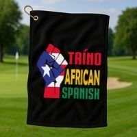 Taino African Spanish Puerto Rico Flag Taino African Golf Towel thumb 1