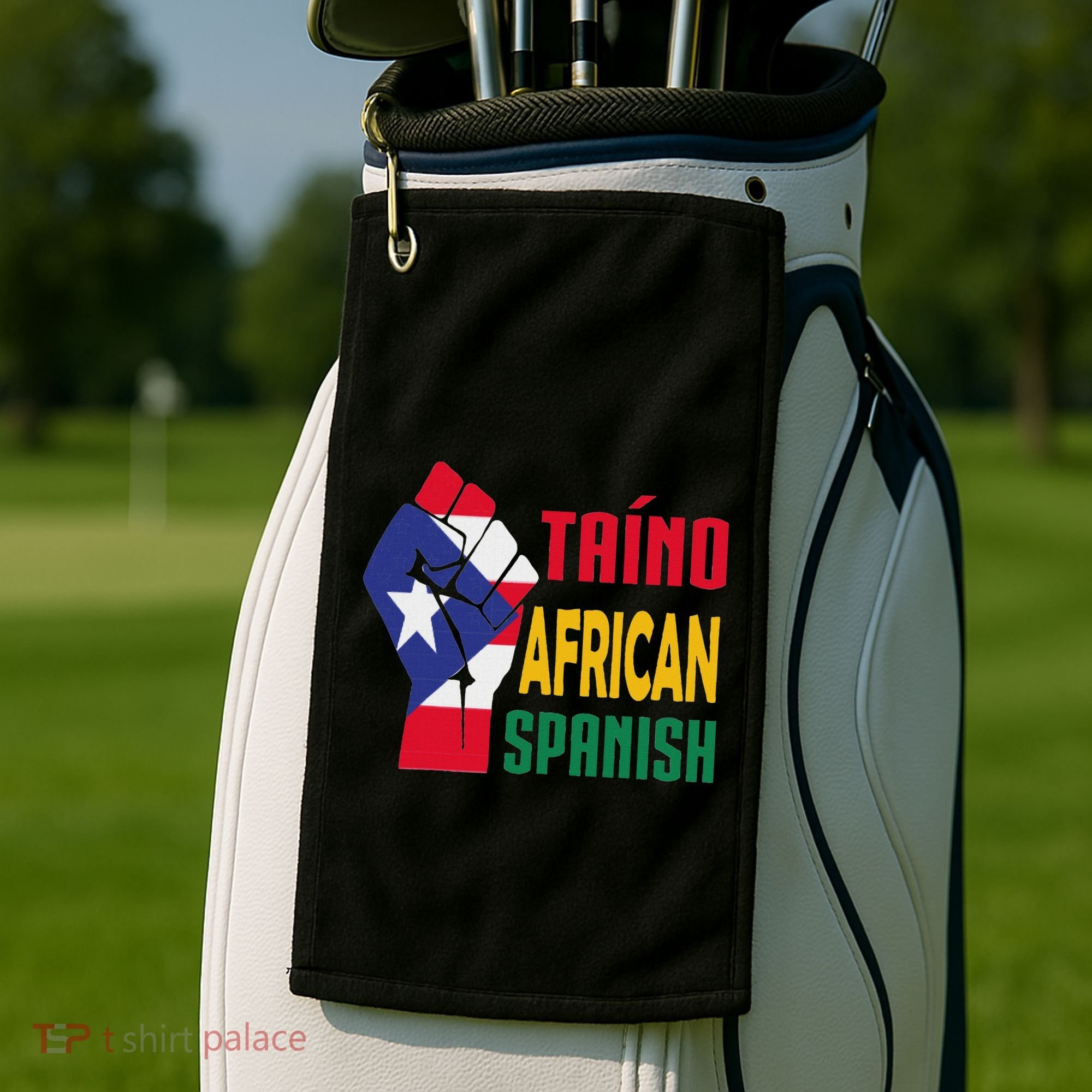 Taino African Spanish Puerto Rico Flag Taino African Golf Towel