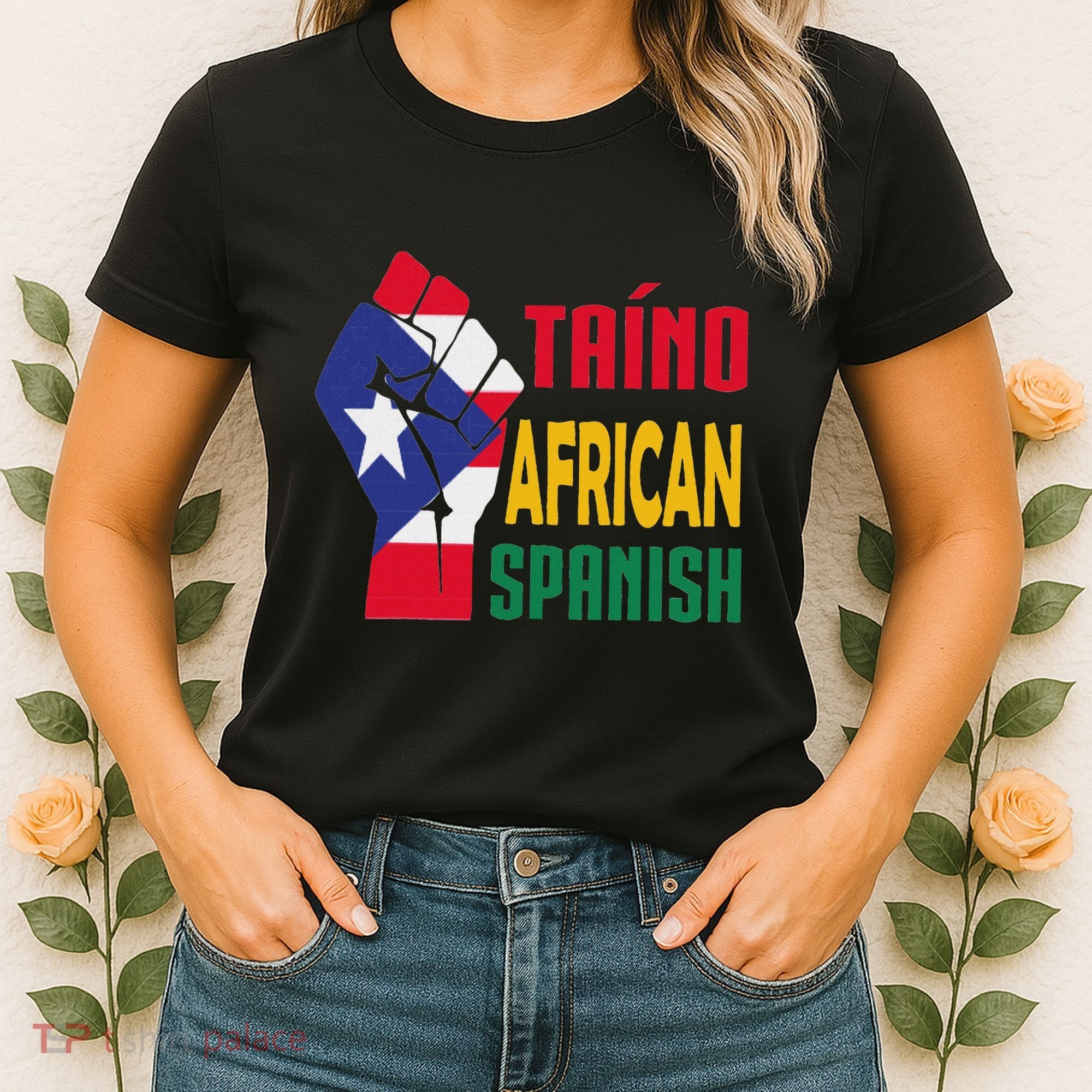 Taino African Spanish Puerto Rico Flag Taino African Women's T-Shirt