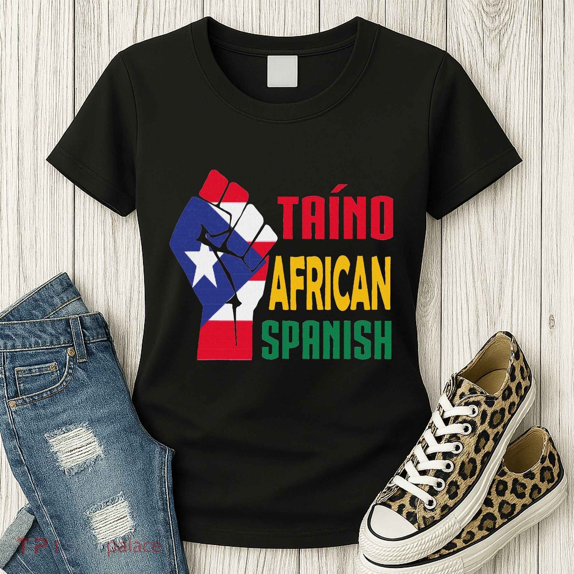 Taino African Spanish Puerto Rico Flag Taino African Women's T-Shirt