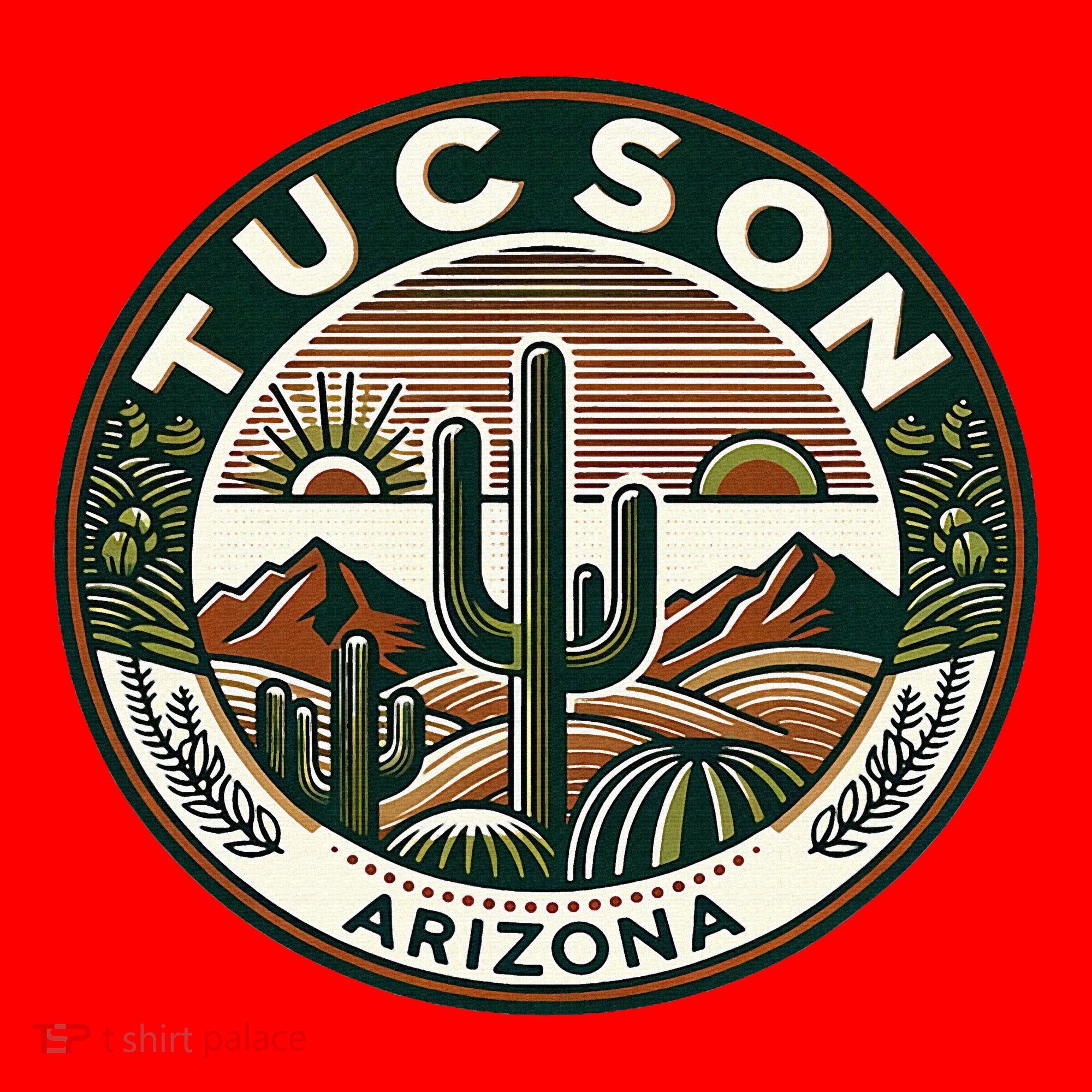Tucson Arizona Southwestern Saguaro Cacti Desert Landscape Santa Hat