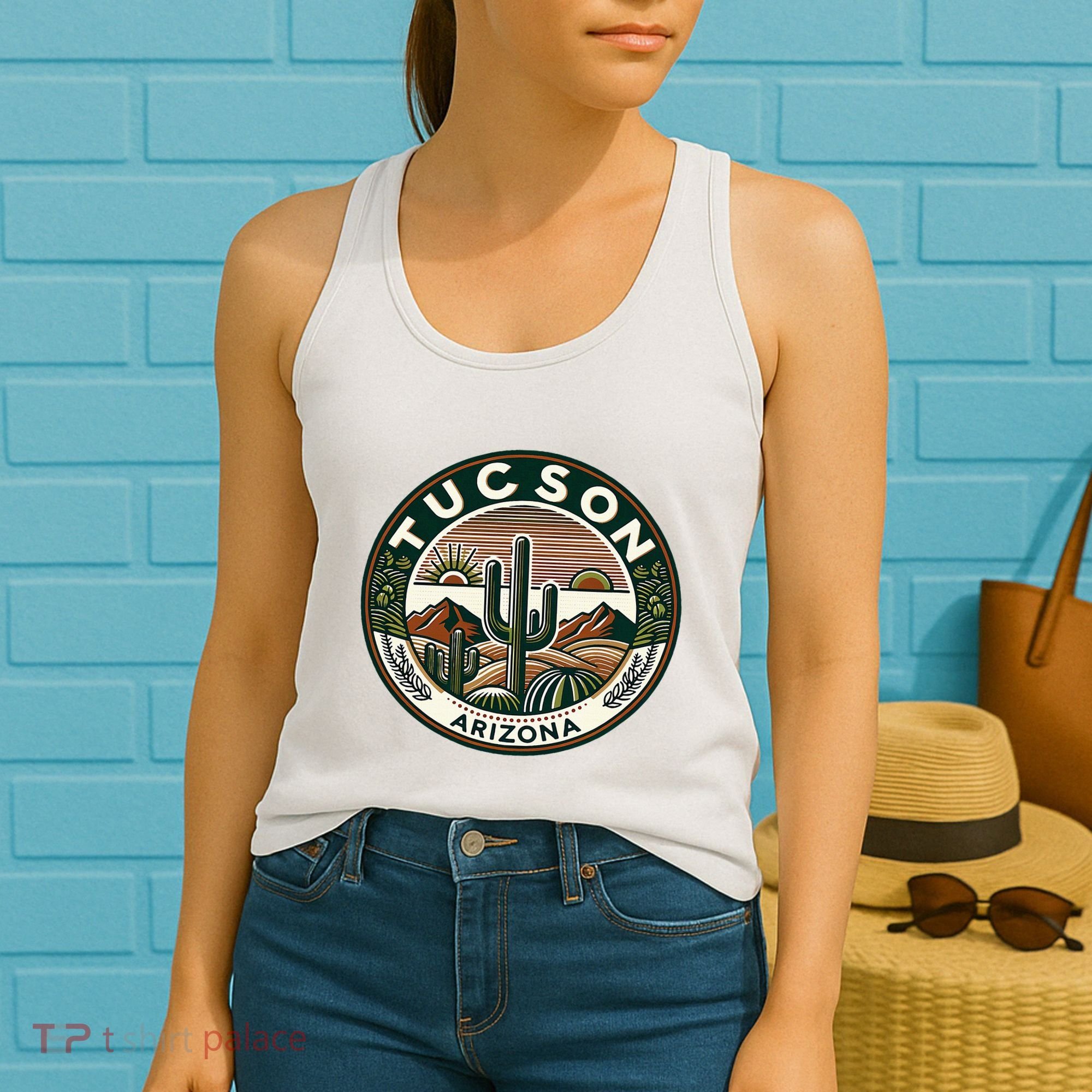 Tucson Arizona Southwestern Saguaro Cacti Desert Landscape Women's Tank Top