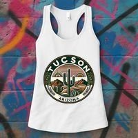 Tucson Arizona Southwestern Saguaro Cacti Desert Landscape Women's Tank Top thumb 3