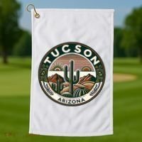 Tucson Arizona Southwestern Saguaro Cacti Desert Landscape Golf Towel thumb 1