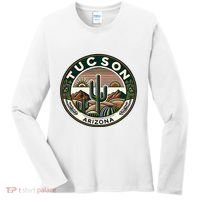 Tucson Arizona Southwestern Saguaro Cacti Desert Landscape Women's Long Sleeve Shirt thumb 0