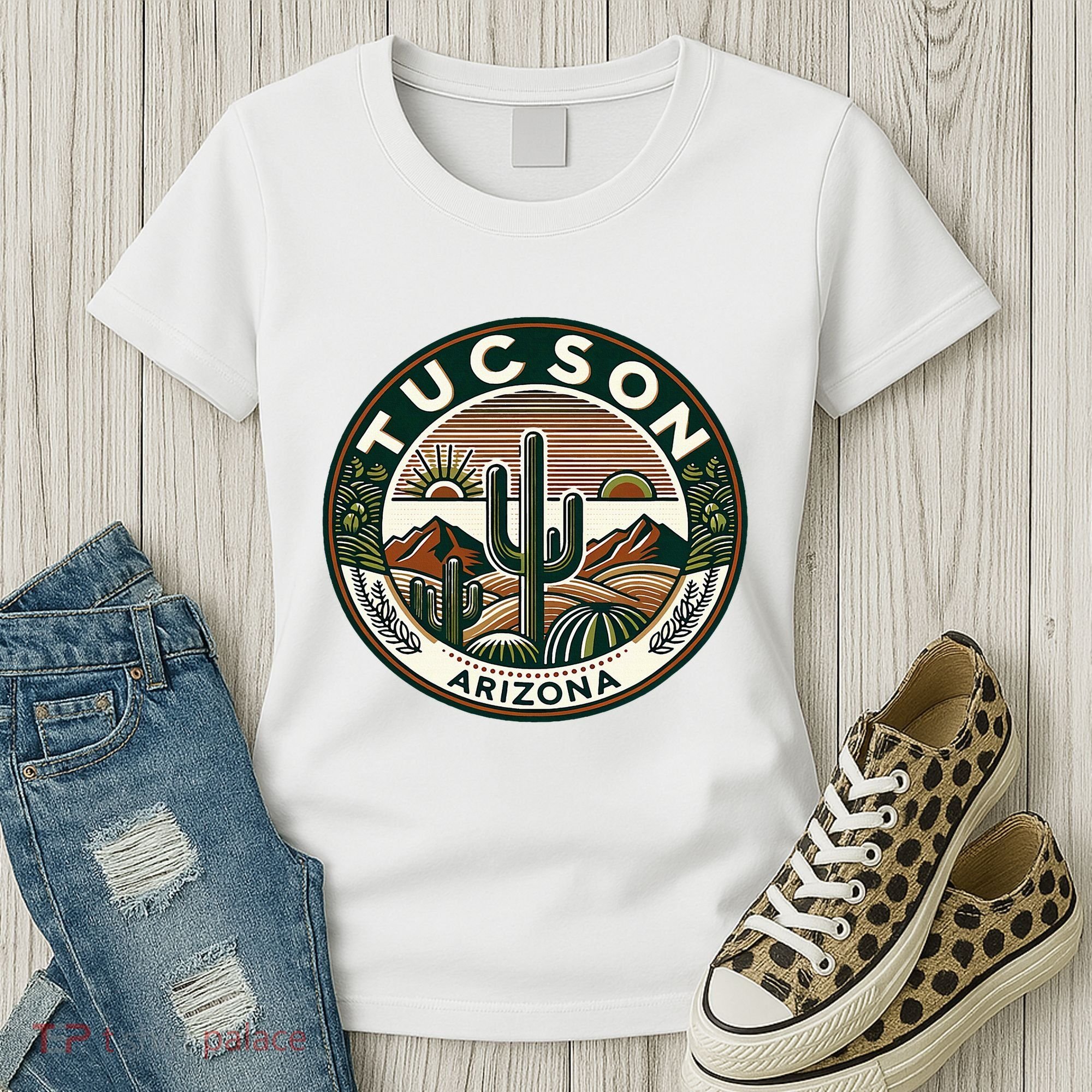 Tucson Arizona Southwestern Saguaro Cacti Desert Landscape Women's T-Shirt