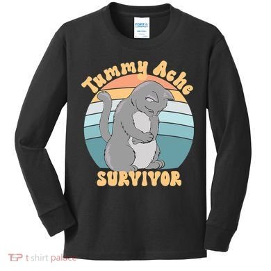 Tummy Ache Survivor Cat Kids Long Sleeve Shirt