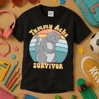 Tummy Ache Survivor Cat Kids T-Shirt thumb 3