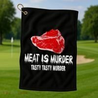 Tasty Meat Is Murder Golf Towel thumb 1