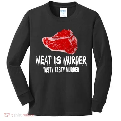 Tasty Meat Is Murder Kids Long Sleeve Shirt