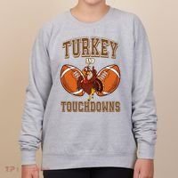 Turkey And Touchdowns Thanksgiving Football Women's Sweatshirt thumb 0