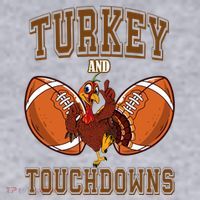 Turkey And Touchdowns Thanksgiving Football Women's Sweatshirt thumb 2