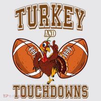 Turkey And Touchdowns Thanksgiving Football Womens Funnel Neck Pullover Hood thumb 2