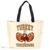 Turkey And Touchdowns Thanksgiving Football Tote Bag thumb 0