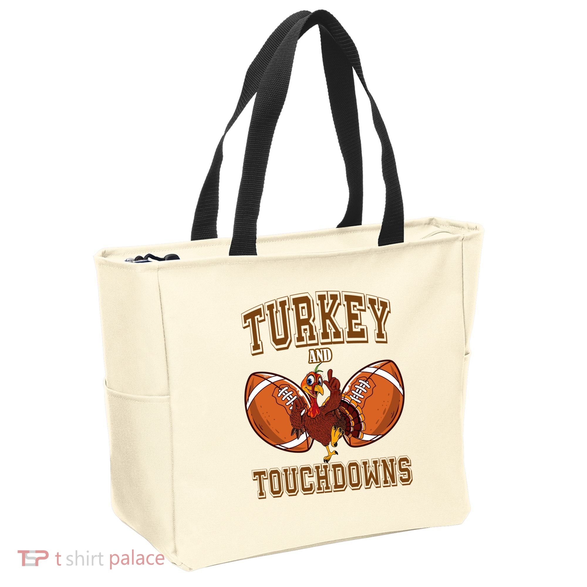 Turkey And Touchdowns Thanksgiving Football Tote Bag