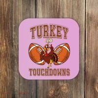 Turkey And Touchdowns Thanksgiving Football Coaster thumb 0