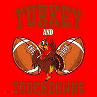 Turkey And Touchdowns Thanksgiving Football Santa Hat thumb 1
