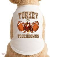 Turkey And Touchdowns Thanksgiving Football Doggie Tank thumb 0