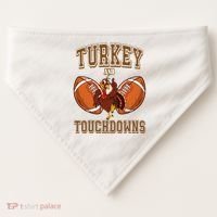 Turkey And Touchdowns Thanksgiving Football USA-Made Doggie Bandana thumb 0
