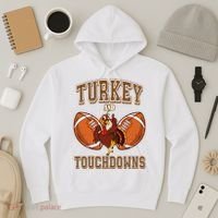 Turkey And Touchdowns Thanksgiving Football Hoodie thumb 3
