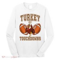 Turkey And Touchdowns Thanksgiving Football Long Sleeve Shirt thumb 0