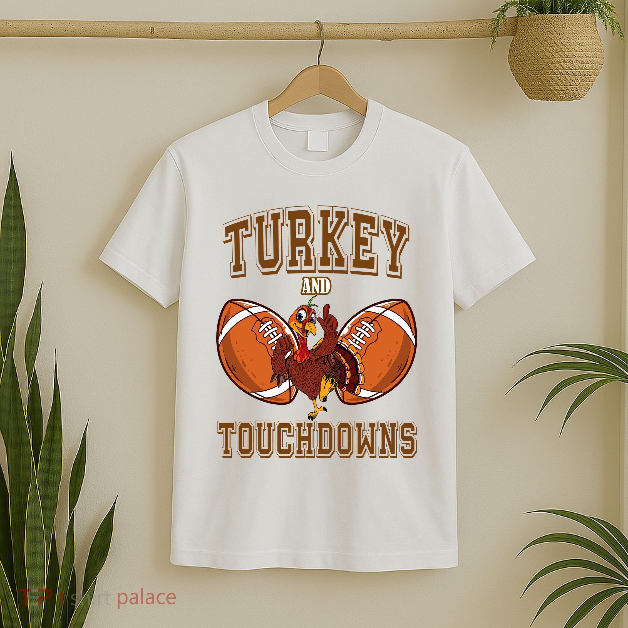 Turkey And Touchdowns Thanksgiving Football T-Shirt