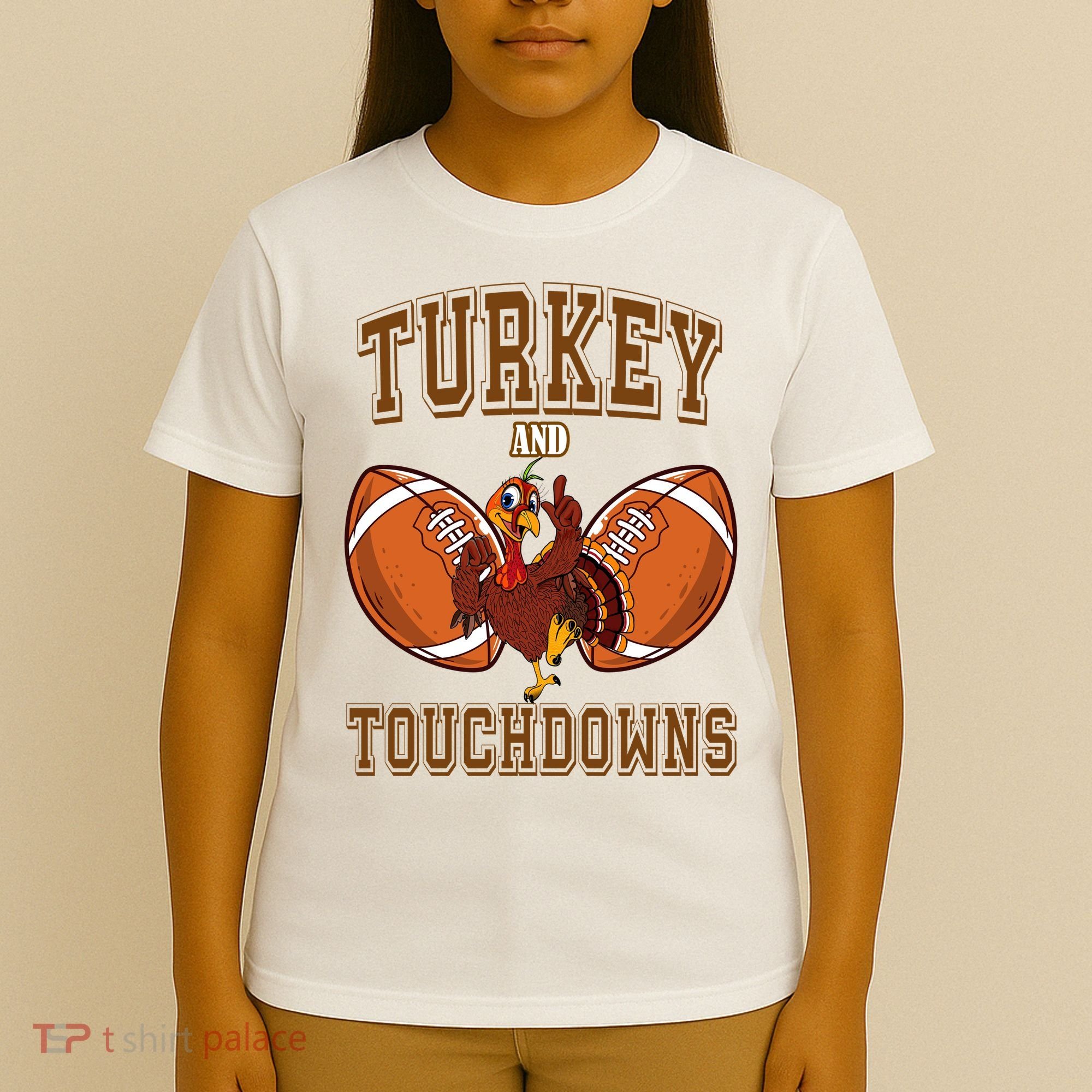 Turkey And Touchdowns Thanksgiving Football T-Shirt