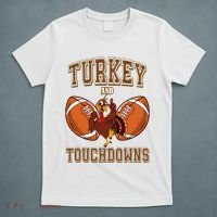 Turkey And Touchdowns Thanksgiving Football T-Shirt thumb 5