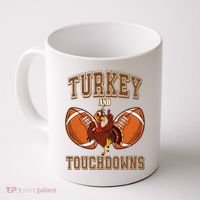 Turkey And Touchdowns Thanksgiving Football Coffee Mug thumb 0