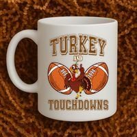 Turkey And Touchdowns Thanksgiving Football Coffee Mug thumb 2