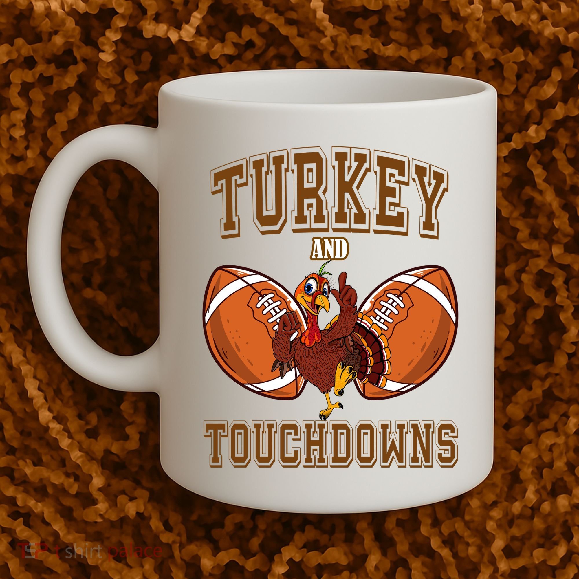 Turkey And Touchdowns Thanksgiving Football Coffee Mug