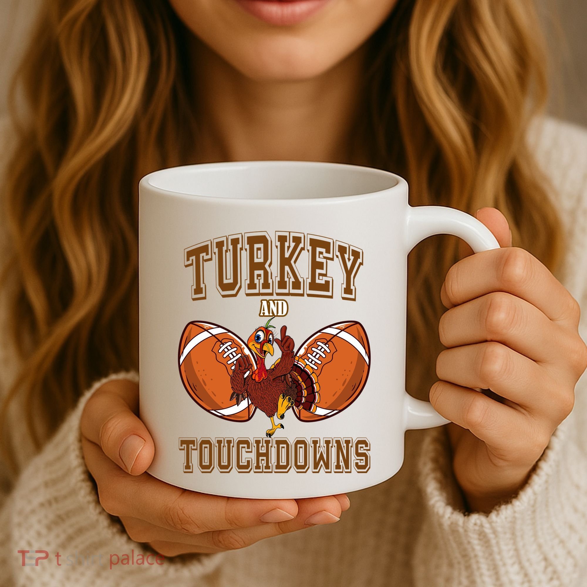 Turkey And Touchdowns Thanksgiving Football Coffee Mug