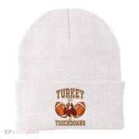 Turkey And Touchdowns Thanksgiving Football Beanie thumb 0